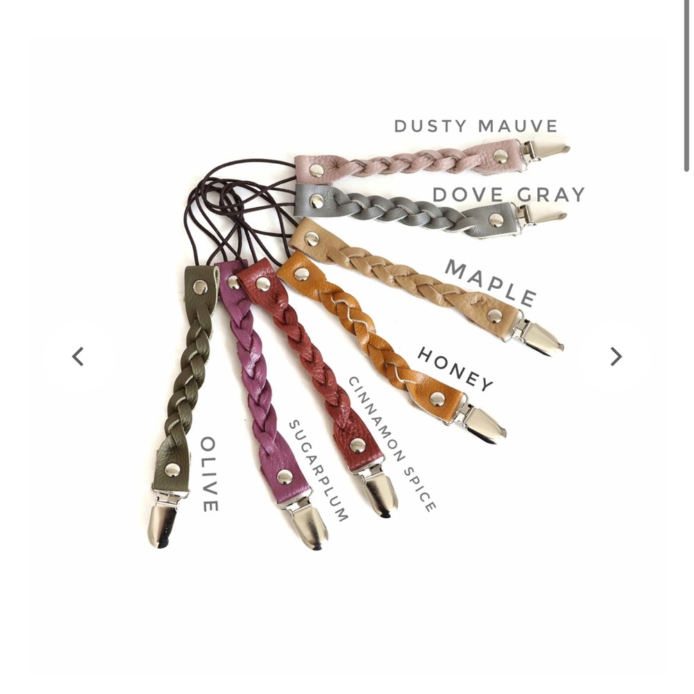 2 New Duchess and Fox Leather Braided Pacifier Clips